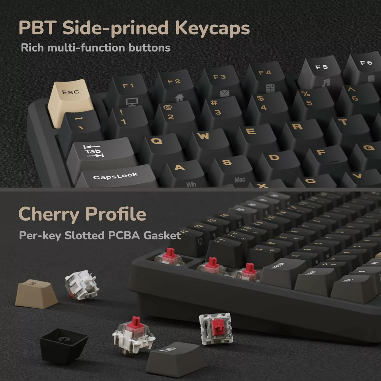 Klaviatūra Royal Kludge RK M75 (Phantom) - RK Creamy Switches aprašymas - Prekės nuotrauka