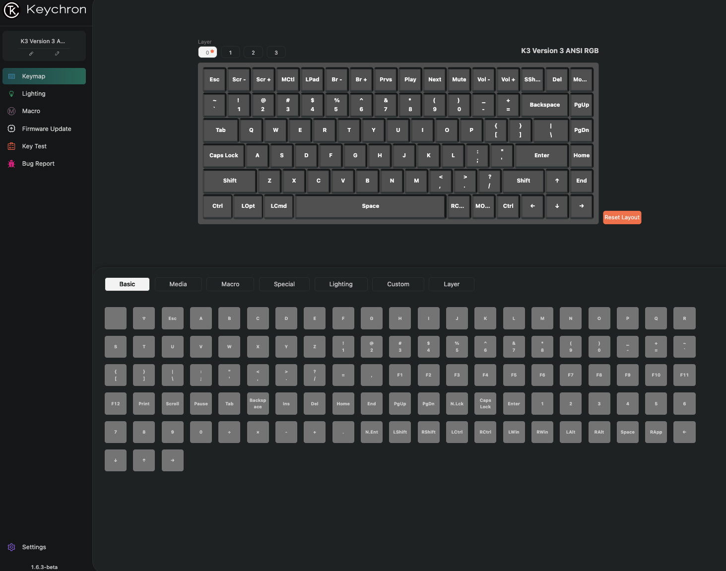 Klaviatūra KEYCHRON K3 RGB K3X-B3, juoda aprašymas - Prekės nuotrauka