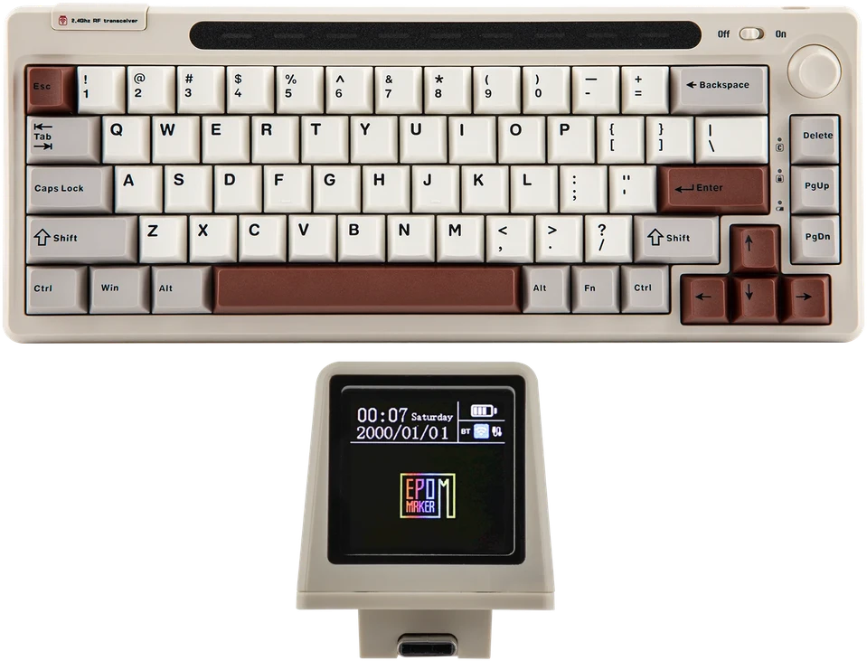 Klaviatūra Epomaker RT65 (Balta/Pilka)