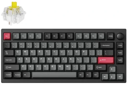 Keychron Lemokey P1 Pro Wireless (P1P-M4) - US išdėstymas - Hot-Swappable Super Banana Switches - Carbon Juodas (Juoda) Mechaninė Belaidė Žaidimų Klaviatūra