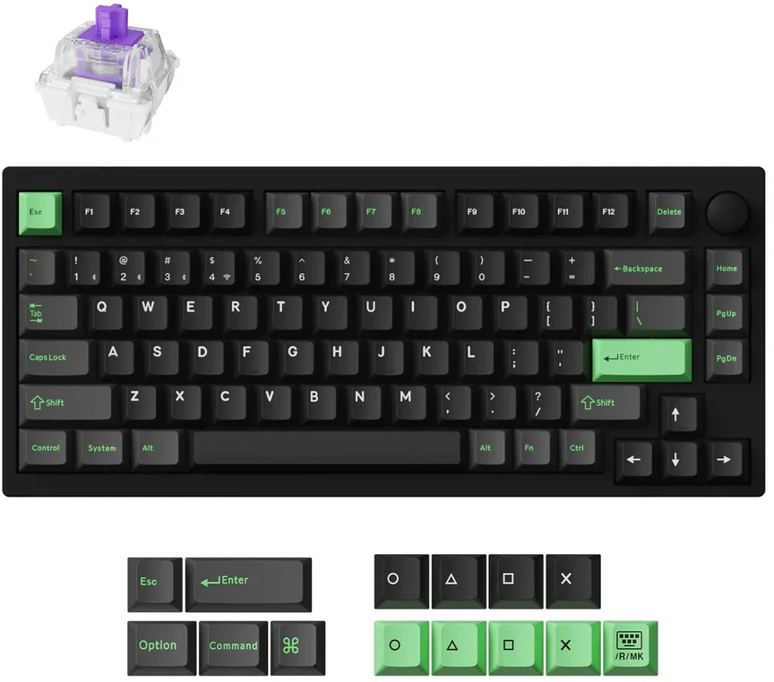 Klaviatūra Keychron Lemokey P1 Magnetinė Hall Effect (Juoda) - Gateron Double-Rail Magnetic Nebula Switches