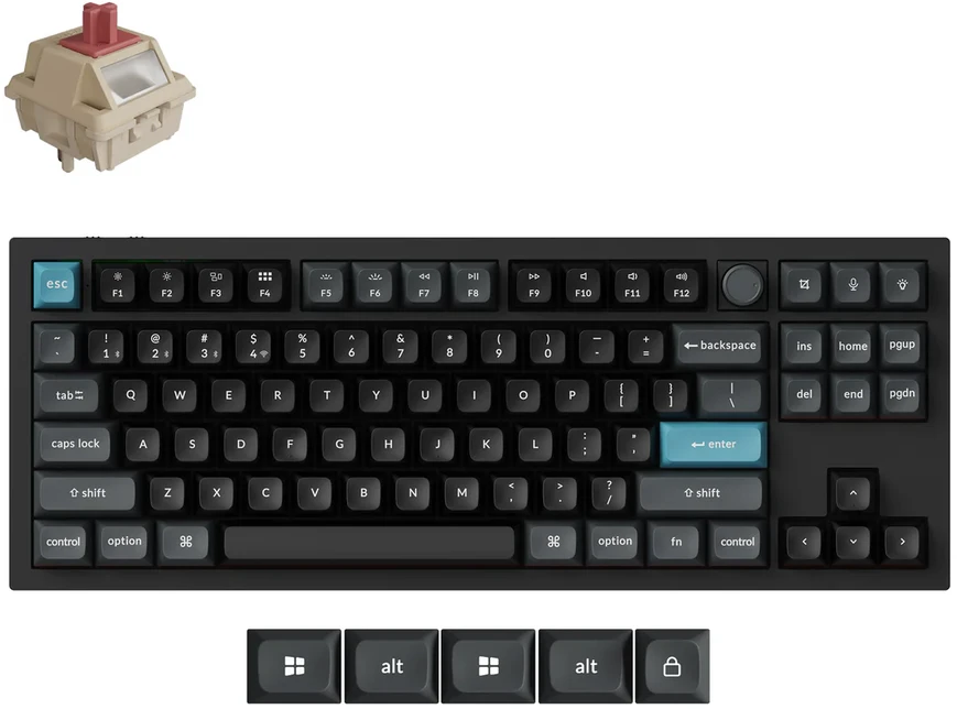 Klaviatūra Keychron Q3 Ultra (Juoda) - Keychron Silk POM Raudona Switches