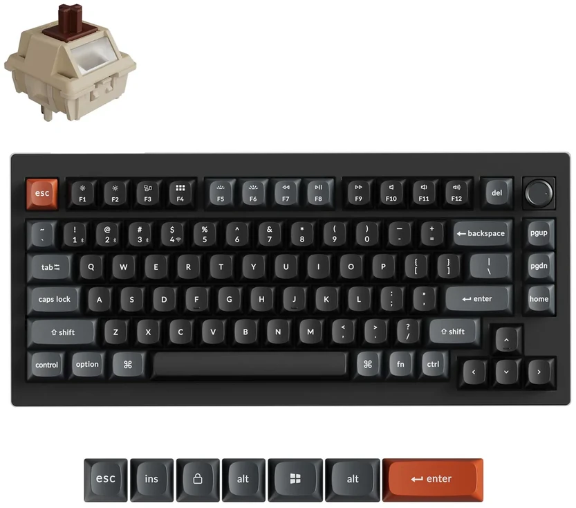 Belaidė mechaninė klaviatūra Keychron V1 Ultra Wireless (V1U-D3) | Hot Swappable | RGB | Rudi (brown) jungikliai