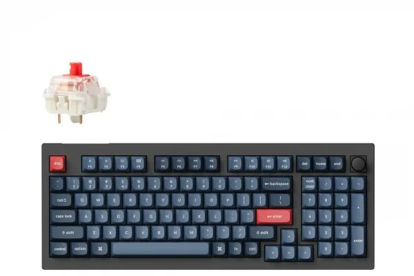 Keychron V5 Max QMK/VIA RGB Knob Raudona Switch Belaidė mechaninė klaviatūra (juodas)