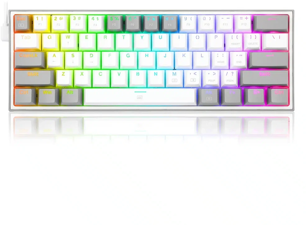 Klaviatūra žaidimams Redragon K617 Fizz RGB Redragon Mechaninė Raudona Switches su laidu mechaninė su pašvietimu balta ir-pilka
