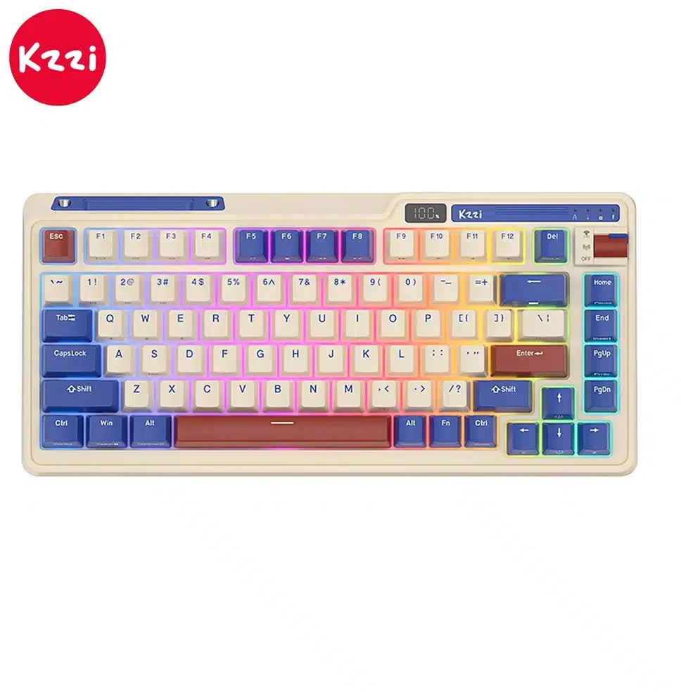 Mechaninė klaviatūra Royal Kludge KZZI K75 pro RGB, momentinis jungiklis (retro mėlynas)