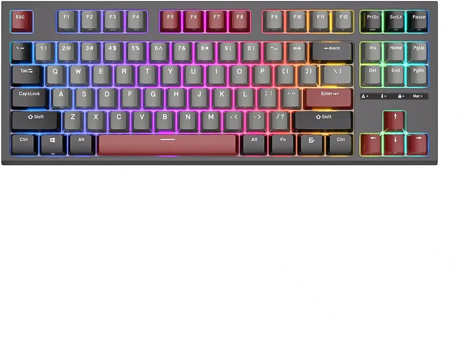 Žaidimų Klaviatūra Royal Kludge RK R87 TKL - US išdėstymas - Raudona Switches - juodos spalvos