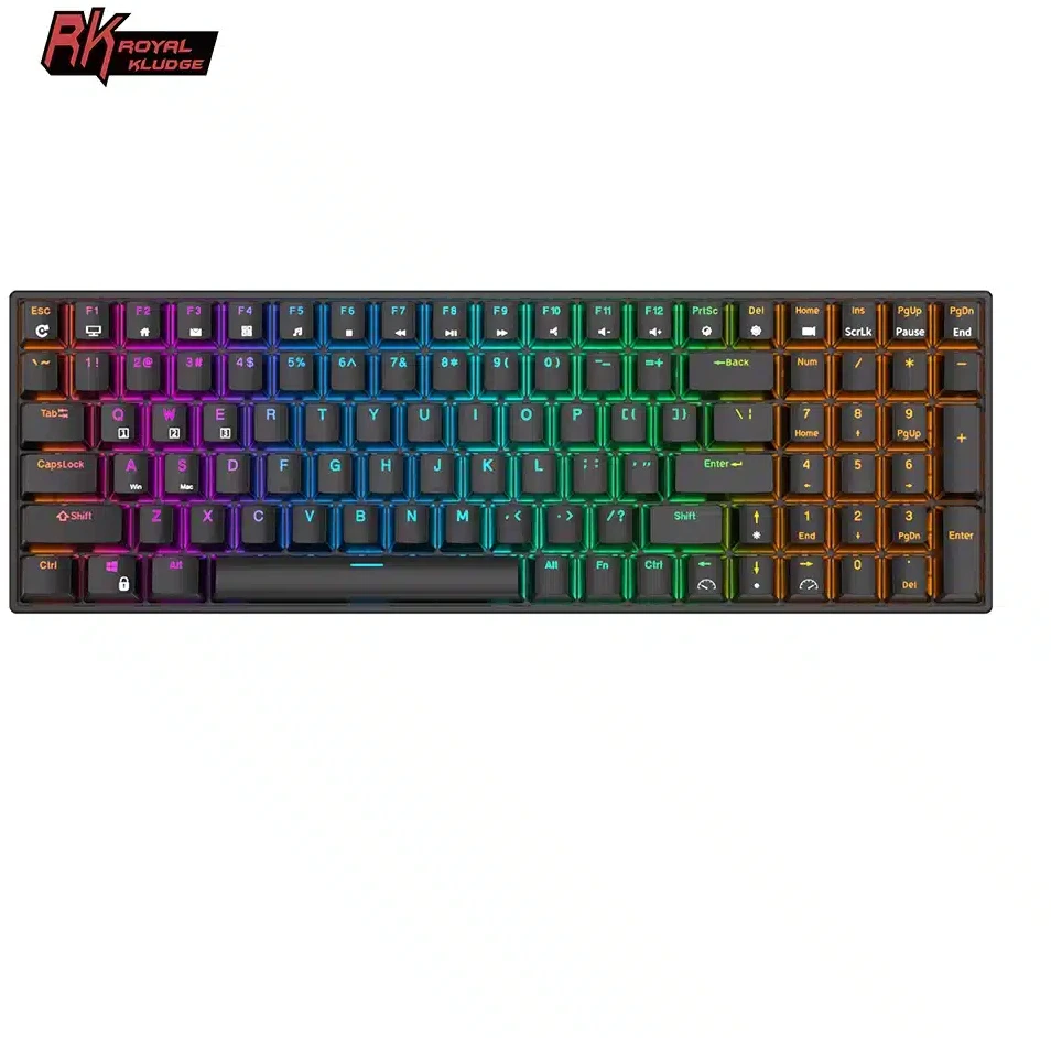Royal Kludge RK100 juoda belaidė klaviatūra | 96%, Hot-swap, Brown Switches, US