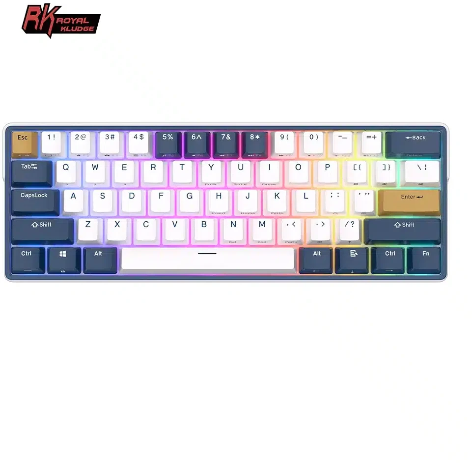 Royal Kludge RK61 Plus RGB Klein Mėlyna belaidė klaviatūra | 60%, Hot-swap, SkyCyan switches, US