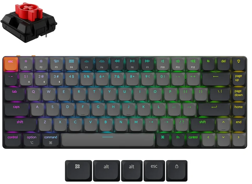 Belaidė mechaninė klaviatūra Keychron K3 Version 3 (K3X-B4) | RGB | Banana tipo jungikliai