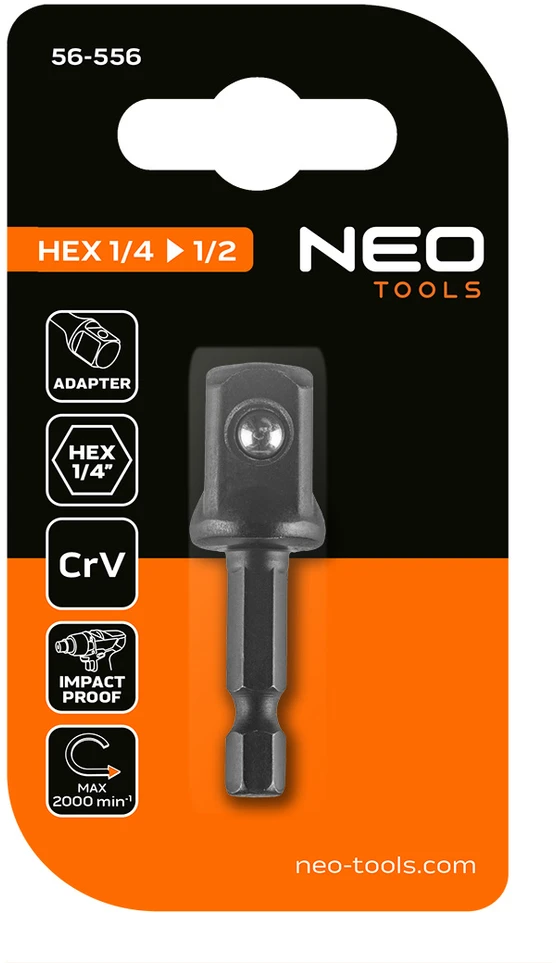 Neo 1/4 colio šešiakampio ir 1/2 colio kvadratinio adapterio