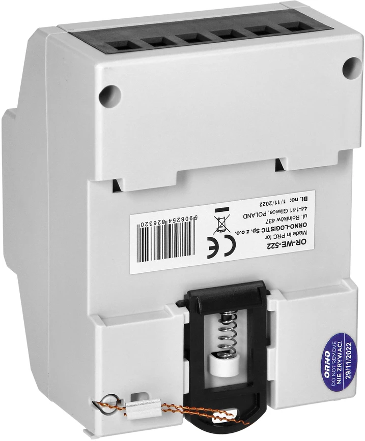 Orno 1 Fazowy 1 fazės elektros energijos suvartojimo indikatorius, 80A, 3 moduliai, DIN TH-35mm