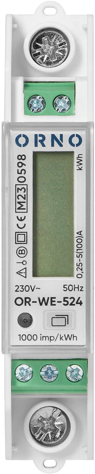 Orno 1 Fazowy 1 fazės elektros skaitiklis, 100A, MID, 1 modulis, DIN TH-35mm, PV