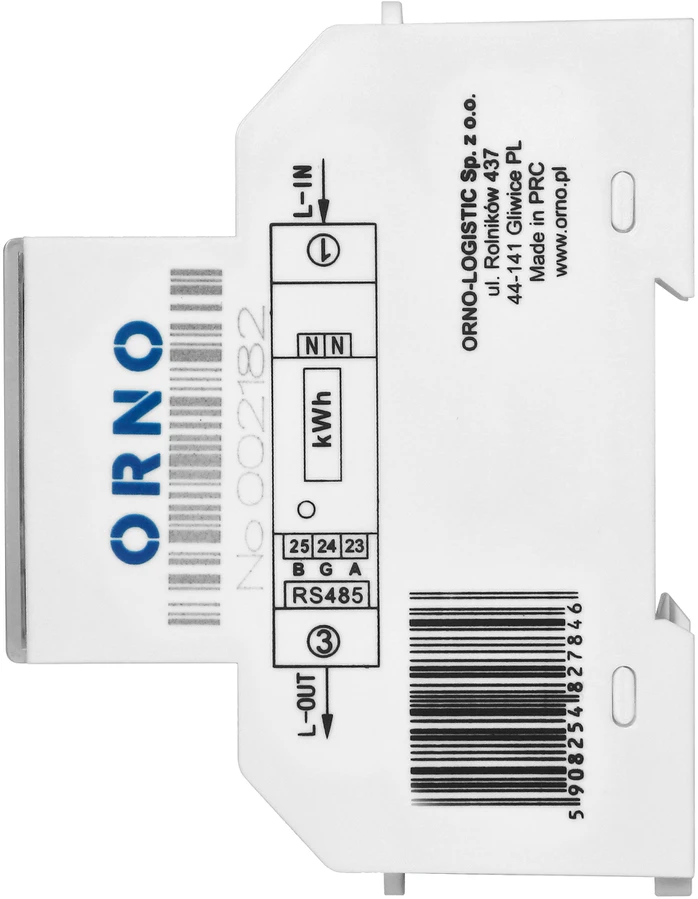 Orno 1 Fazowy 1 fazės elektros skaitiklis, 100A, RS-485 prievadas, MID, 1 modulis, DIN TH-35mm, PV