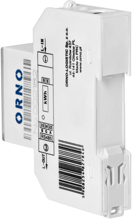 Orno 1 Fazowy 1 fazės elektros skaitiklis, 100A, RS-485 prievadas, MID, 1 modulis, DIN TH-35mm, PV