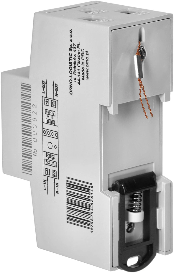 Orno 1 Fazowy Vienfazis elektros energijos skaitiklis, 80A, MID, RS485, papildomas indikatorius, impulsų išėjimas, RESET mygtukas, 2 moduliai, DIN TH-35mm