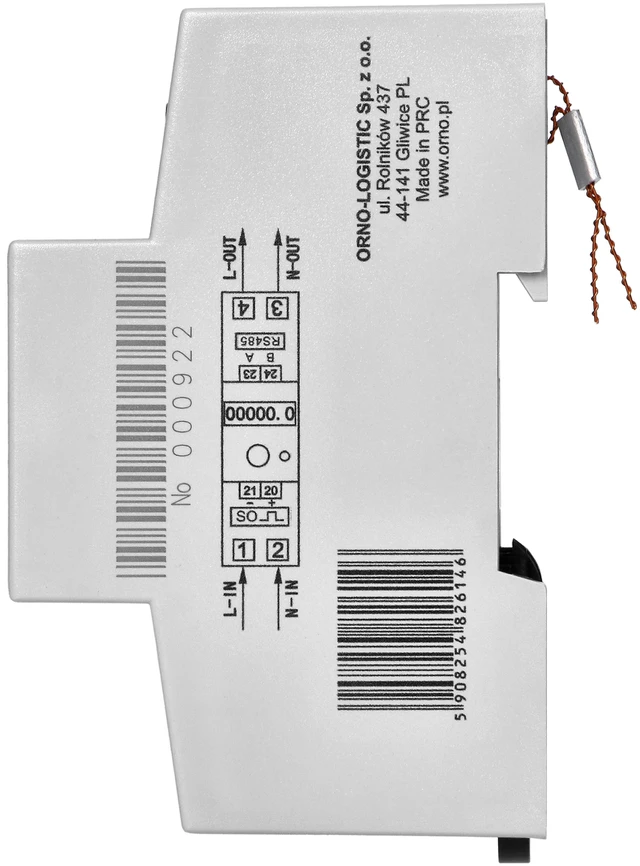 Orno 1 Fazowy Vienfazis elektros energijos skaitiklis, 80A, MID, RS485, papildomas indikatorius, impulsų išėjimas, RESET mygtukas, 2 moduliai, DIN TH-35mm