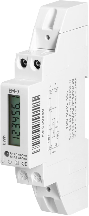 Orno 1 Fazowy Vienfazis skaitmeninis elektros energijos suvartojimo indikatorius, 40A, 1 modulis, DIN TH-35mm