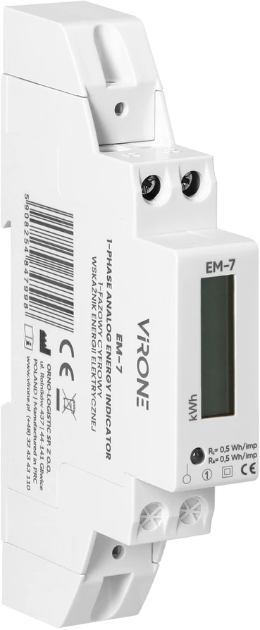 Orno 1 Fazowy Vienfazis skaitmeninis elektros energijos suvartojimo indikatorius, 40A, 1 modulis, DIN TH-35mm