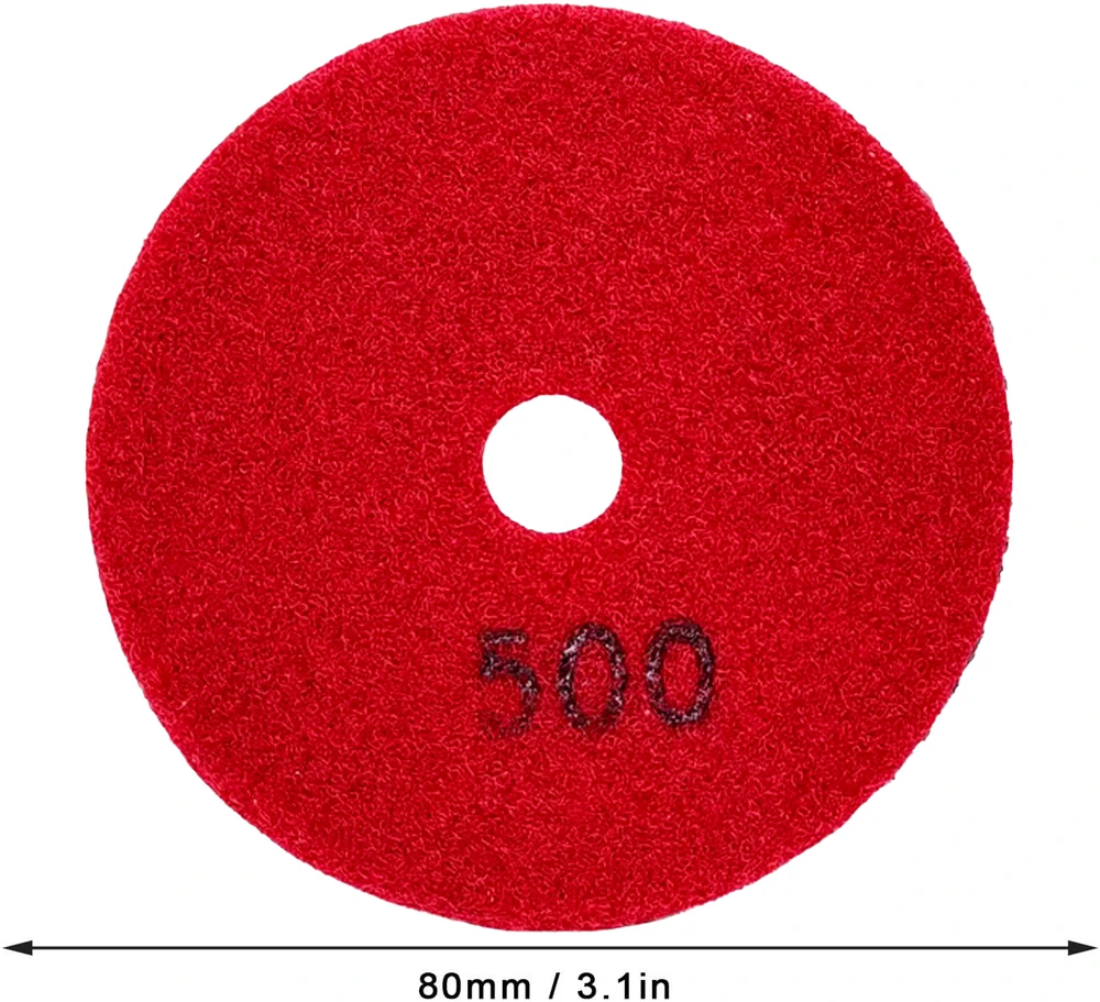 10x 10 deimantinių poliravimo diskų, 80 mm, porceliano plytelių šlifavimui su lipnia juosta 500