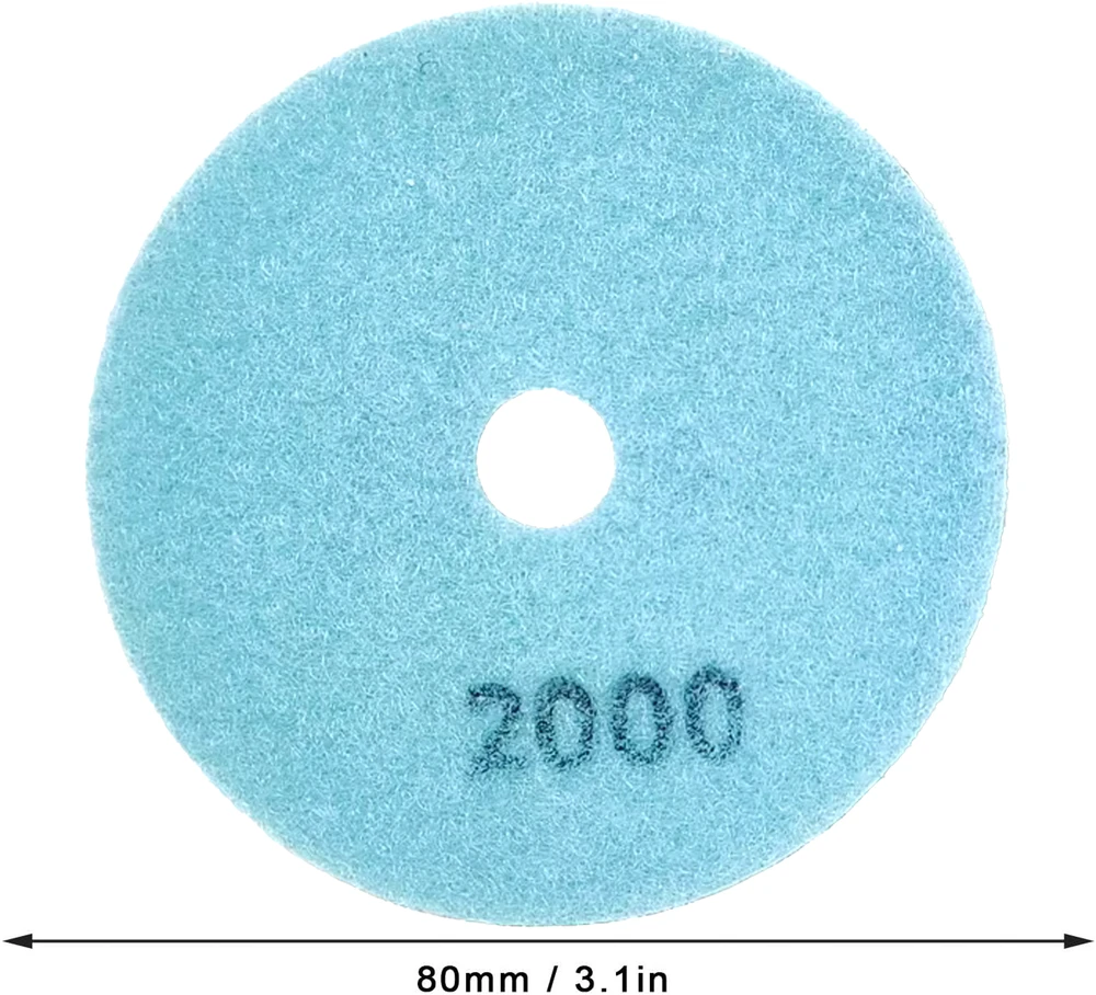 10x 10 deimantinių poliravimo diskų, 80 mm, porceliano plytelių šlifavimui su „Velcro“ 2000