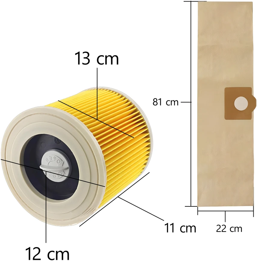 10x Dulkių siurblio maišų ir filtro rinkinys Karcher WD2/WD3/MV3, 10vnt.
