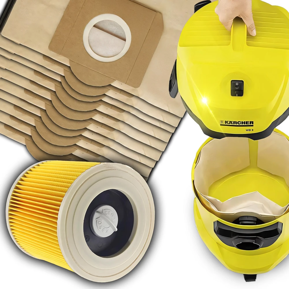 10x Dulkių siurblio maišų ir filtro rinkinys Karcher WD2/WD3/MV3, 10vnt.