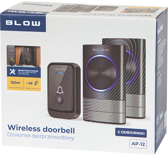 Blow Belaidis durų skambutis AP-12 du imtuvai