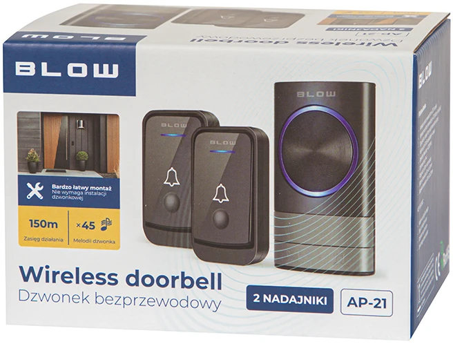 Blow Belaidis durų skambutis AP-21 du siųstuvai