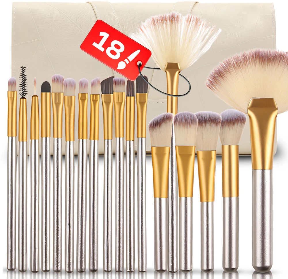 18x Profesionalių makiažo šepetėlių rinkinys BeautyPro, 18 vnt.