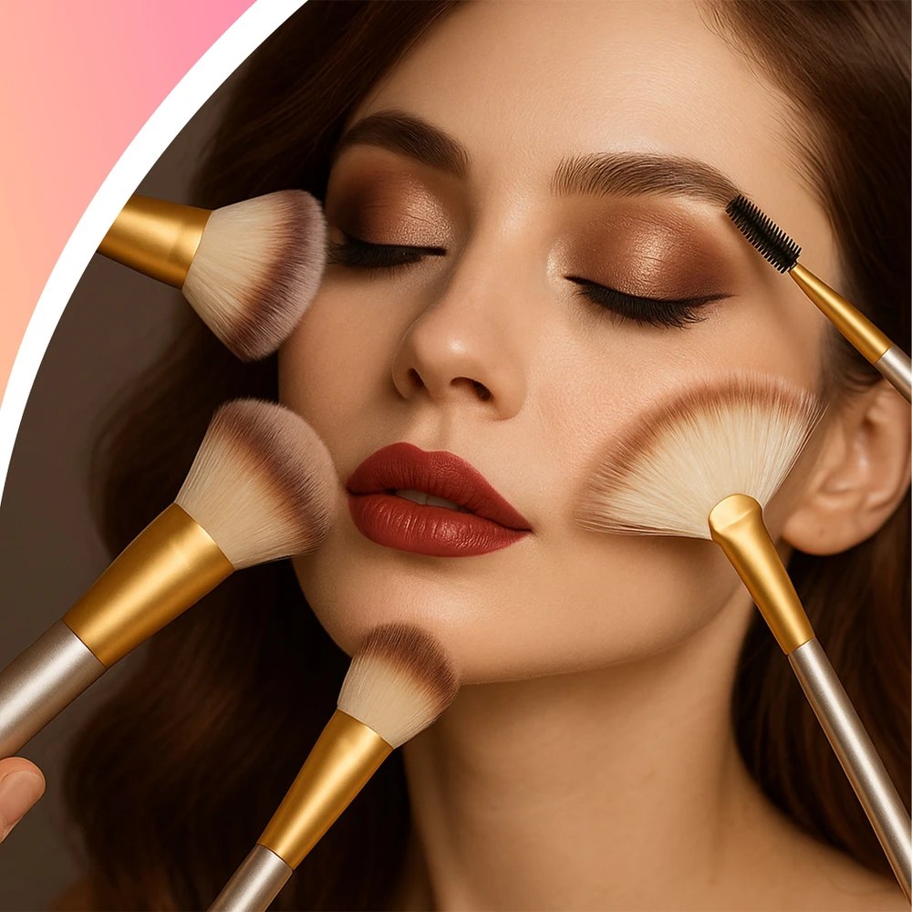18x Profesionalių makiažo šepetėlių rinkinys BeautyPro, 18 vnt.