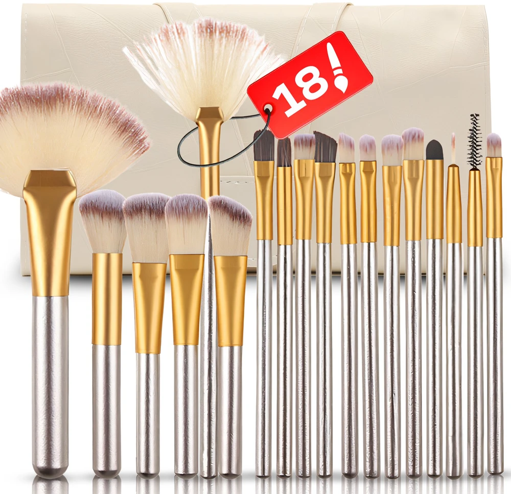 18x Profesionalių makiažo šepetėlių rinkinys BeautyPro, 18 vnt.