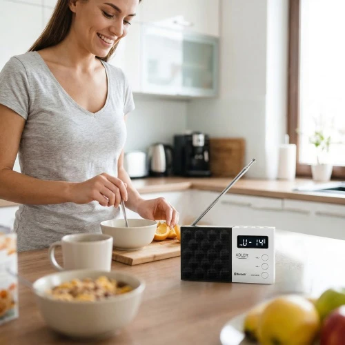 Adler | Digital Radio - PLL AM/FM | AD 1908 | Alarm function | Baltas/Juodas