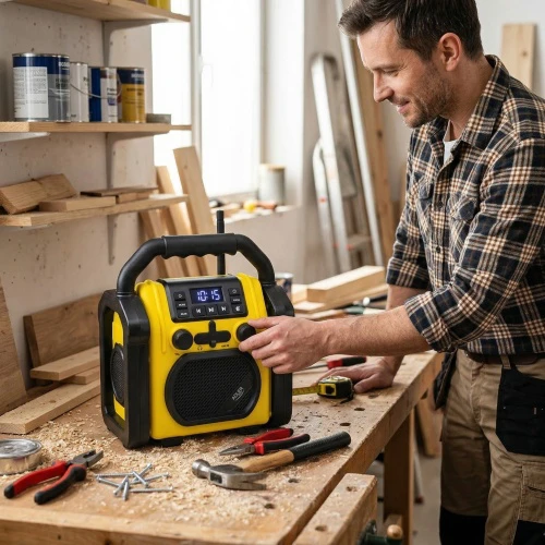 Adler | Construction radio with Bluetooth | AD 1911 | AUX in | Juodas/Geltona