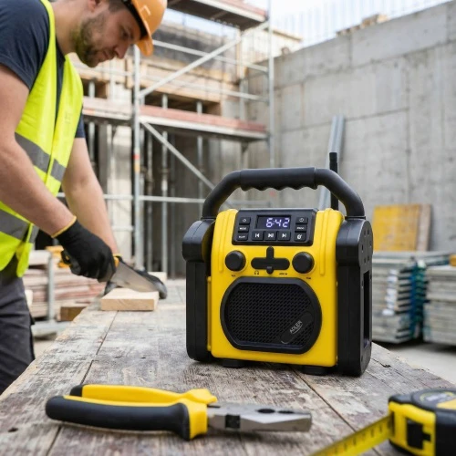 Adler | Construction radio with Bluetooth | AD 1911 | AUX in | Juodas/Geltona