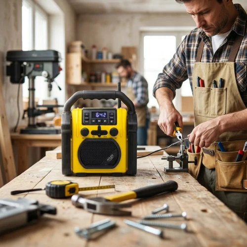 Adler | Construction radio with Bluetooth | AD 1911 | AUX in | Juodas/Geltona