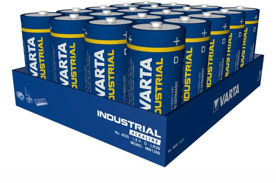20x Varta Pramoninės šarminės R-20 LR20 D baterijos