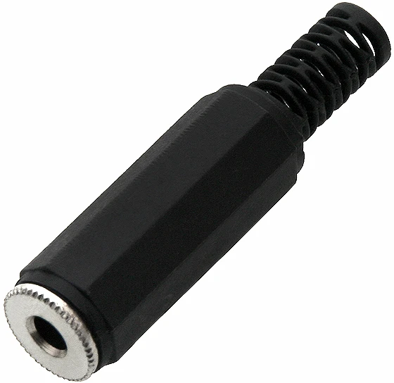 Juodas 3.5mm AUX lizdas su laido apsauga