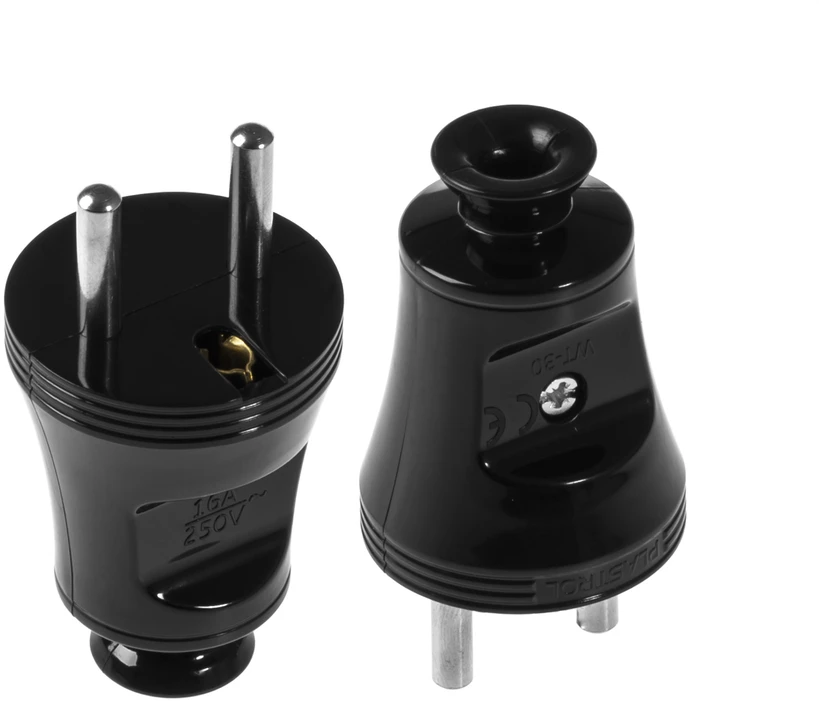 2285# Oem Tiesus kištukas WT-30 - į lizdą su įžeminimu - juodas