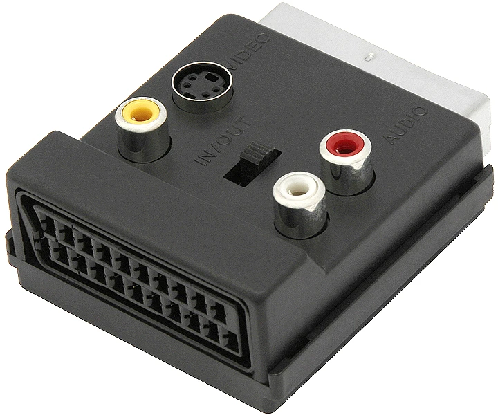 SCART į RCA ir S-Video adapteris su jungikliu