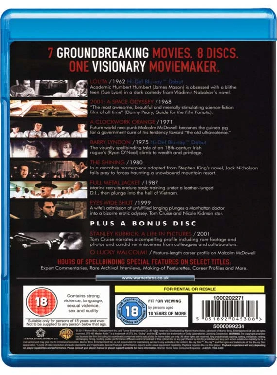 Stanley Kubrick: Vizionieriaus kino kūrėjo kolekcija (8 diskų) (Blu-ray)