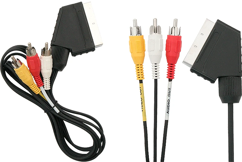 SCART į RCA adapteris su audio ir video ženklinimu