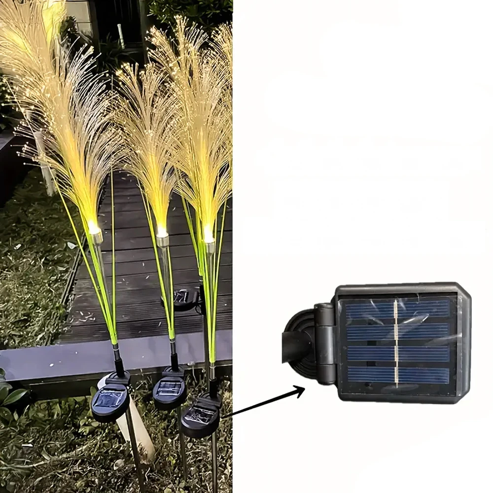 2x 2 saulės energija varomi sodo šviestuvai, pampų žolė, dekoratyvinė LED panelė, 85 cm