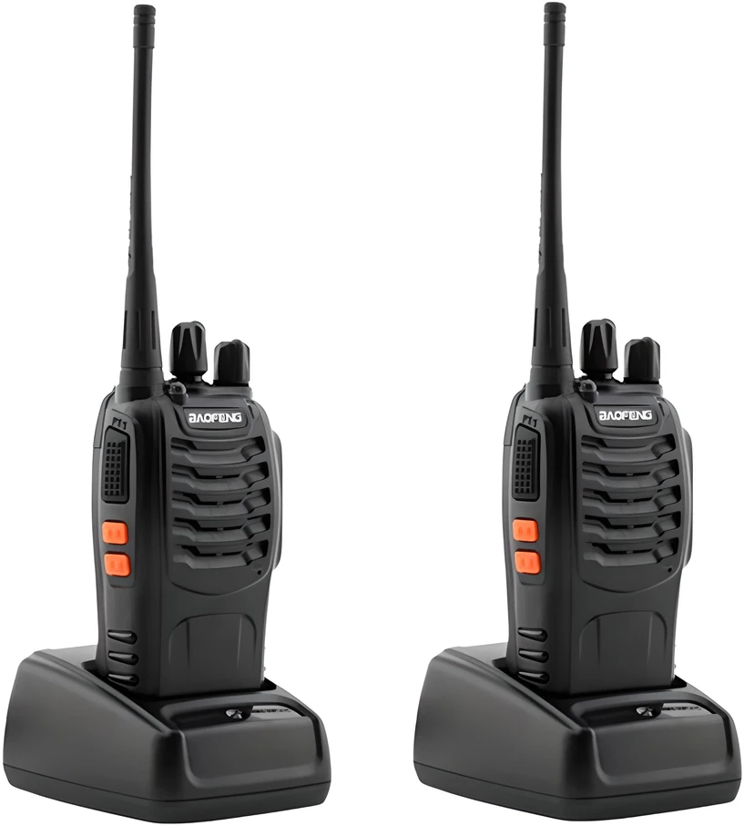 2x racijos + ausinės „Baofeng BF888S PMR“ ilgo nuotolio