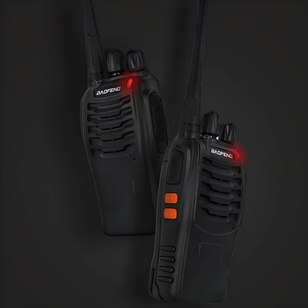 2x racijos + ausinės „Baofeng BF888S PMR“ ilgo nuotolio
