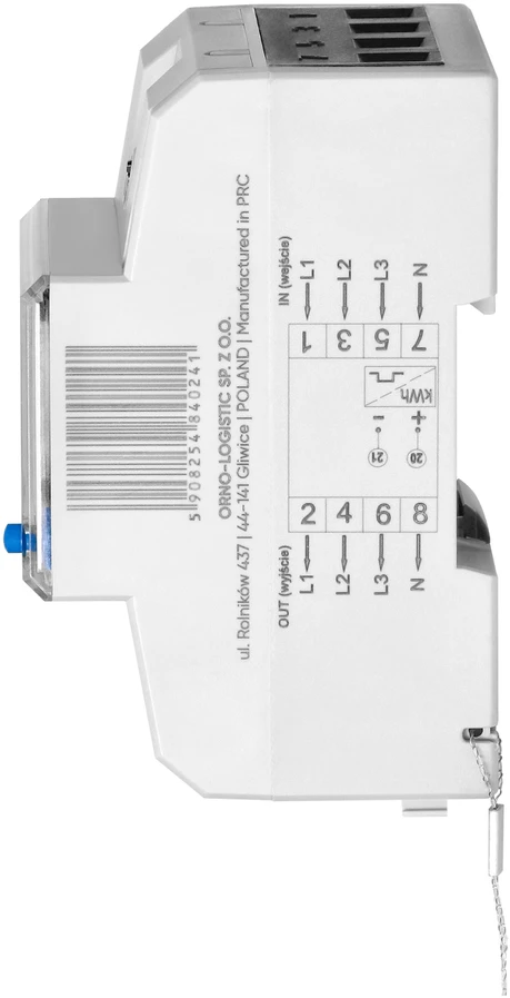 Orno 3 Fazowy 3 fazių elektros energijos suvartojimo indikatorius, 80 A, papildomas indikatorius, impulsų išėjimas, RESET mygtukas, 2 moduliai, DIN TH-35 mm