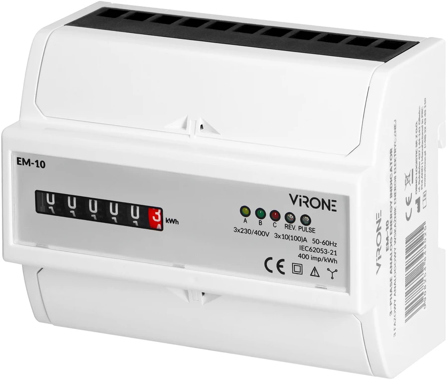 Orno Trifazis analoginis elektros energijos suvartojimo indikatorius, 100A, 7 moduliai, DIN TH-35mm