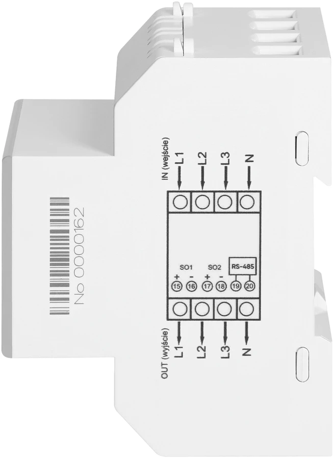 Orno 3 Fazowy Trifazis elektros skaitiklis, 100 A, RS-485 prievadas, MID, 4 moduliai, DIN TH-35 mm, paruoštas PV sistemoms