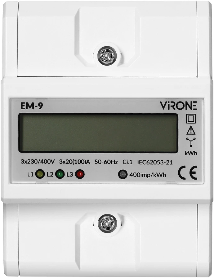 Orno 3 Fazowy Trifazis skaitmeninis elektros energijos suvartojimo indikatorius, 100A, 4 moduliai, DIN TH-35mm