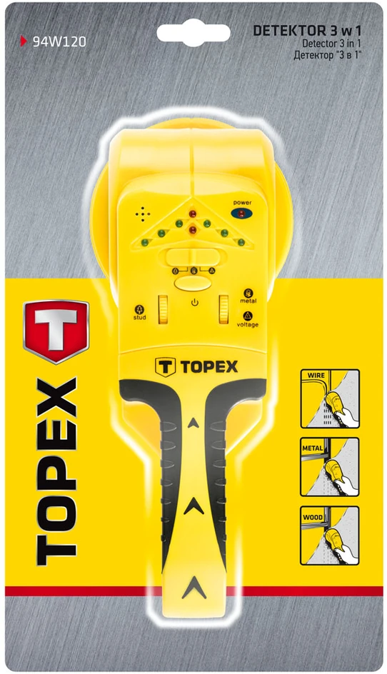 Topex metalo ir medienos ieškiklis 3 in 1